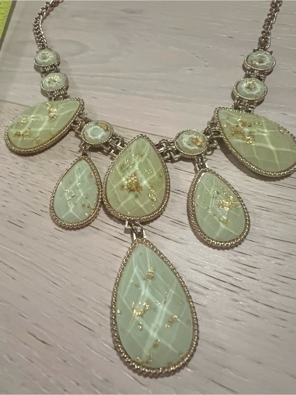 Aldo Gold-Tone Mint Teardrop Bib Necklace - Picture 3 of 4
